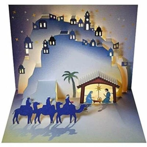 Laser-cut pop-up Christmas card by Forever Cards - Nativity Wise Men & Camels - Picture 1 of 1