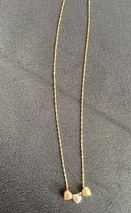 9K Gold Singapore Chain Necklace with 3 Hearts Yellow, Rose & White Gold, Italy - Picture 1 of 6