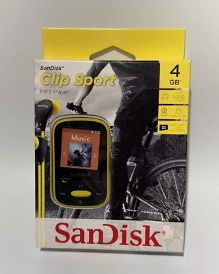 SanDisk Clip Sport MP3 Player with Radio 4GB Yellow Sealed in Box - Image 1 of 4