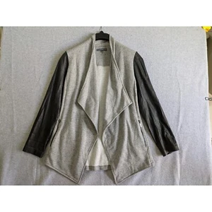 Matty M Cardigan Women's XS Open Front Faux Leather Sleeves USA Made Sweater - Picture 1 of 9