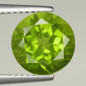 3.41CT NATURAL TOP QUALITY OLIVE GREEN PERIDOT 9MM ROUND CUT MYANMAR - Picture 1 of 2