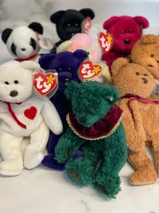 MWMT Lotto di 9 Beanie Babies originali ritirati TY PRINCIPESSA VALENTNO ATTIC TREASURE - Foto 1 di 9
