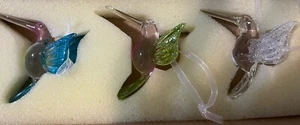 Tre Colibrì Vetro Arte Pendente Ornamenti - Foto 1 di 6