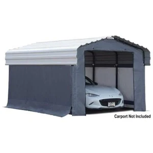 Arrow Car Canopy 10'x15' Outdoor Storage W/ Drive-Through Access Design in Gray - Picture 1 of 8