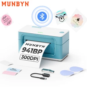 MUNBYN Bluetooth 300DPI Versandetikettendrucker 4x6 Thermo Etikettendrucker Grün - Bild 1 von 8