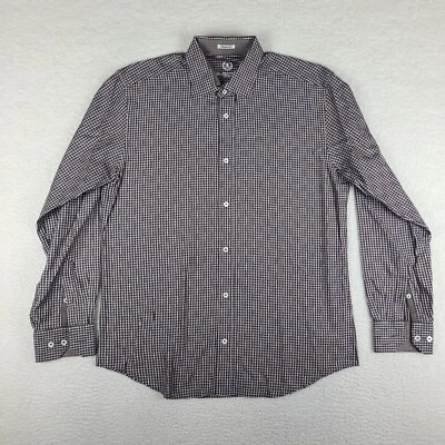 Camisa Bugatchi Uomo Para Hombres Grande Marrón Cuadros Ajuste Geométrico Vestido Abotonado Foto 1 de 4