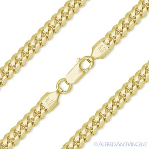Collar de cadena chapado en oro amarillo 14k Miami Cuban Link de 4,9 mm - Imagen 1 de 2
