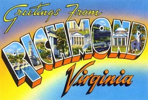 Saludos desde Richmond, Virginia #2 - Años 30 - Imán de postal vintage - Imagen 1 de 2