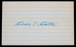Ed Cicotte, Signed Eddie V Cicotte, Chicago Black Sox Signed Index Card, JSA - Picture 1 of 4