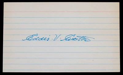 Ed Cicotte, Signed Eddie V Cicotte, Chicago Black Sox Signed Index Card, JSA - Image 1 of 4