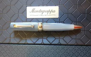 Montegrappa Micra Light Blue Marble/Silver Twisted Ballpoint Pen (No Box) Rare - Picture 1 of 10