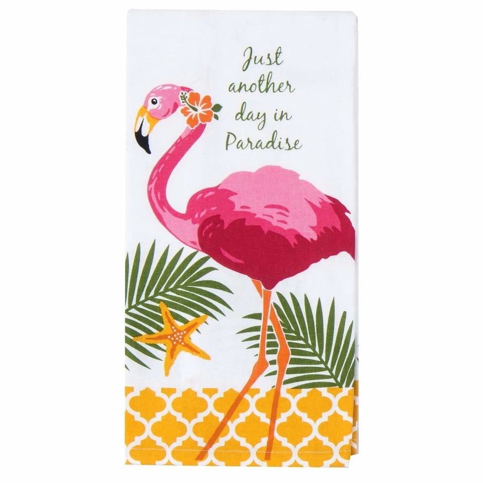 KAY DEE Tropical Paradise Flamingo Cotton Kitchen Tea Towel - R4028