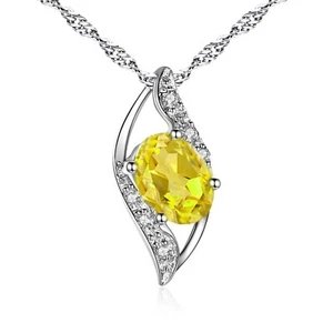 Collar Colgante de Piedra de Nacimiento de Plata Esterlina 925 Corte Ovalado Simulado Critrina Regalo - Imagen 1 de 7