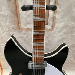 Binding 381 Chitarra Elettrica 12Corde Rara Corpo Nero Semivuoto Spedizione Gratuita - Foto 1 di 8