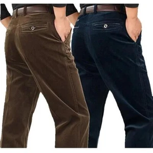 Men's Winter Casual Velvet Dress Pants - Picture 1 of 18