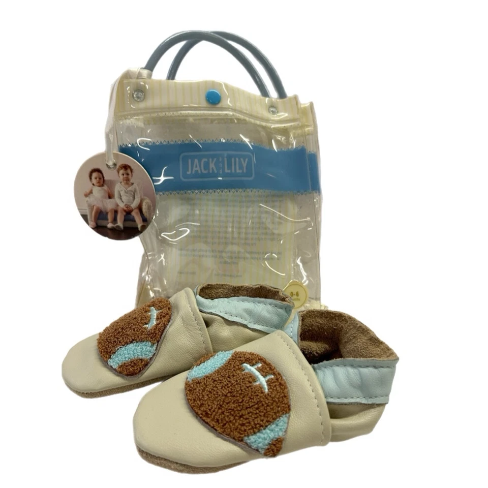 Mocasines de cuero de fútbol Jack & Lily zapatos mocasines TALLA 0-6 MESES Foto 1 de 4