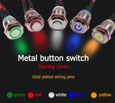 3-240V 12mm Metal Waterproof Push Button Switch Momentary Mini Switch On/Off - Image 1 of 4