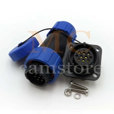 SP21 10pin Panel Mount IP68 Plug and Receptacle Circular Connector 500V/5A - Image 1 of 4