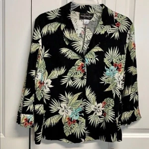 Requirements Mehrfarbig Blumen & Farn Druck Mittelärmel Tasche Top Größe 10 - Bild 1 von 5