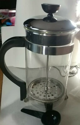 Cafetera prensa francesa de vidrio y acero - con cuchara medidora Foto 1 de 4