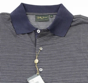 Bobby Jones Collection Golf Polo Sz XL Italy Dark Blue Argyle/Diamond Knit Shirt - Picture 1 of 8