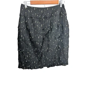 Gonna donna vintage Kay Unger taglia 8 nera a strati linea pois business cocktail - Foto 1 di 10