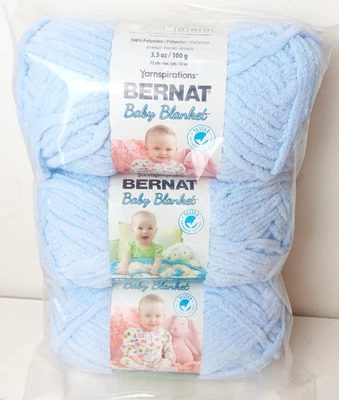 BERNAT Baby Blanket Yarn Light Blue 100 grams SOFT Lot of 3 - Image 1 of 2