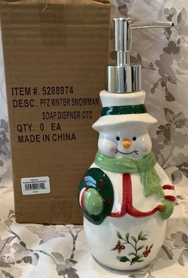NUEVO con Caja Dispensador de Jabón Muñeco de Nieve Esculpido Navidad WINTERBERRY Pfaltzgraff Foto 1 de 4