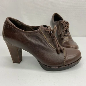 Rockport Adiprene by Adidas Heels Clogs Womens 7.5 Brown Leather lace up Comfort - Picture 1 of 13