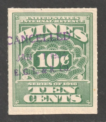 Scott # RE65, Used, XF, 10¢ Wines, Hand-Stamped Cancel "E. G. L. & R. CO." - Image 1 of 2