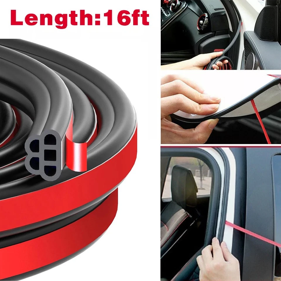 Universal Car Door Rubber Weather Seal Hollow Strip Weatherstrip 16FT 5M L-Shape - Изображение 1 из 4