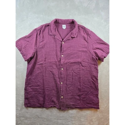 GAP Shirt Mens XXL Fit XL Purple Gauze Short Sleeve Button Up *Read - Image 1 of 4