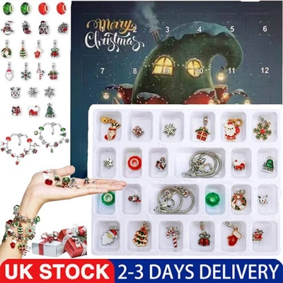 Advent Calendar Christmas Countdown DIY Jewelry Charm Bracelet Making Kit Set UK - Image 1 of 4