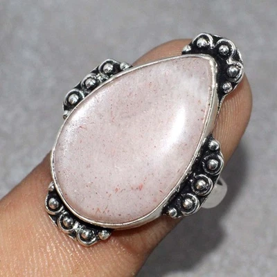 Sunstone 925 Silver Plated Gemstone Handmade Ring Us 8 Aesthetic Jewellery GW - Image 1 of 3