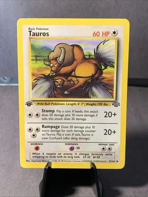 Pokemon TCG Tauros Jungle Set Unlimited 1st Edition #47/64 WOTC VTG 1999 LP - Image 1 of 2