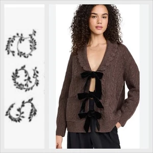 NWT SEA New York Mariella LS Bows Cardigan Moss Size M MERINO Wool - Picture 1 of 13