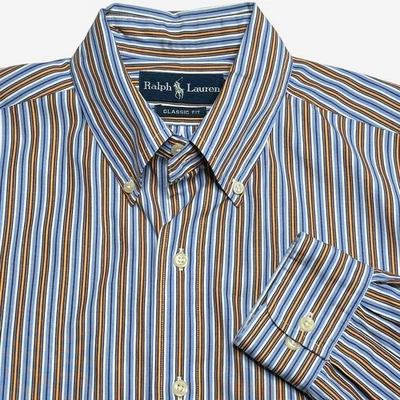 Ralph Lauren Button Down Long Sleeve Shirt 15.5 Medium Striped Cotton Classic - Image 1 of 4
