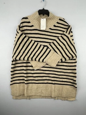 A New Day Women’s Turtle Neck Knit Sweater - Camel&black Stripe Size XXL - Image 1 of 4