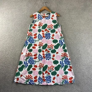 Marimekko Dress S Black Tiered Floral A-Line Summer Uniqlo Colourful Boho - Picture 1 of 12