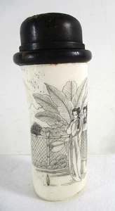 FINELY ETCHED CHINESE BOVINE BONE CRICKET CAGE, 2 WOMEN, WOOD & BONE COVER, FINE - Picture 1 of 9