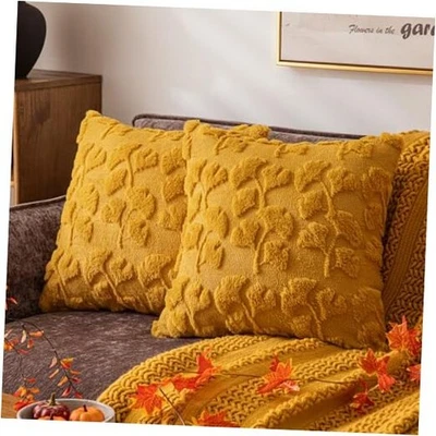 Fundas de almohada amarillo mostaza hoja caída 18" x 18" (paquete de 2) hoja mostaza Foto 1 de 4