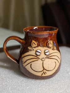 Vintage Burnham Pottery Kitty Cat Mug Stoneware Signed Made In England - Picture 1 of 11