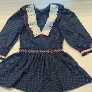 Vintage Maritimes Kleid mit Spitzenkragen Langarm von Polly Flinders - Bild 1 von 11