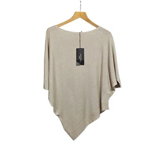 Weekend Max Mara Womens Jumper Beige Medium Linen Silk Asymmetric Waterfall - Picture 1 of 6