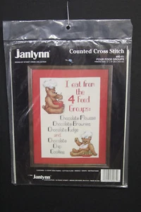 NIP Janlynn Christmas Cross Stitch - FOUR FOOD GROUPS- Chocolate & Bears - Picture 1 of 2