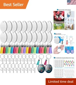 Sublimation Keychains Craft Supplies: 80 Double-Sided Round Blanks & Accessories - Picture 1 of 9