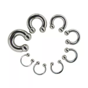 Large Gauge Circular Barbell Horseshoe Bar Nose Septum Ear Ring 00G-12G - Picture 1 of 6