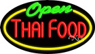 NEUF "OPEN THAI FOOD" 30x17 OVALE BORDURE VÉRITABLE PANNEAU NÉON avec OPTION PERSONNALISÉE 14406