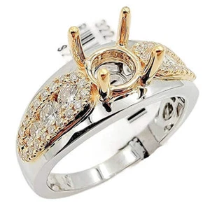 18K White / Rose Gold Engagement Ring Setting. - Picture 1 of 8