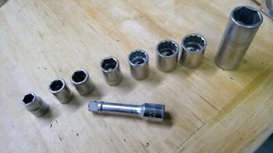 Husky 3/8 Drive Mixed Sockets 3/8 7/16 1/2 9/16 5/8 11/16 3/4 13/16 3" Ext Lot - Picture 1 of 8